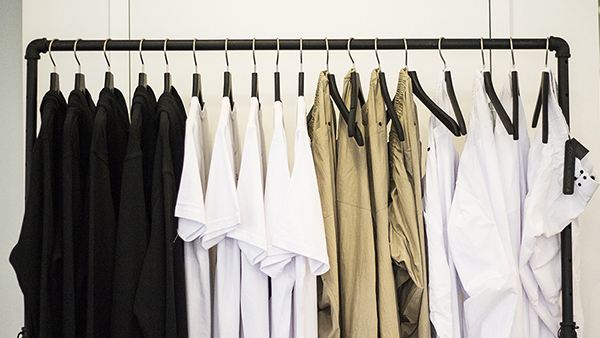 clothing on garment rack